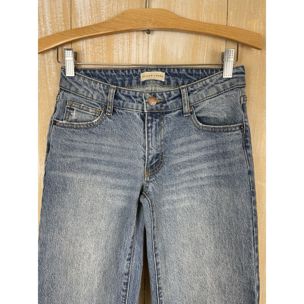 Oliver Logan Women's Jeans Size 24 Low Rise Classic Worn Indigo Wide Leg - Picture 2 of 12